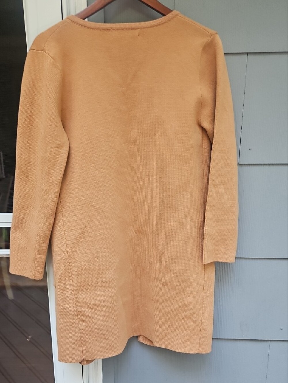 Lightweight Open-Front Camel Cardigan with Patch Pockets - Picture 5 of 9